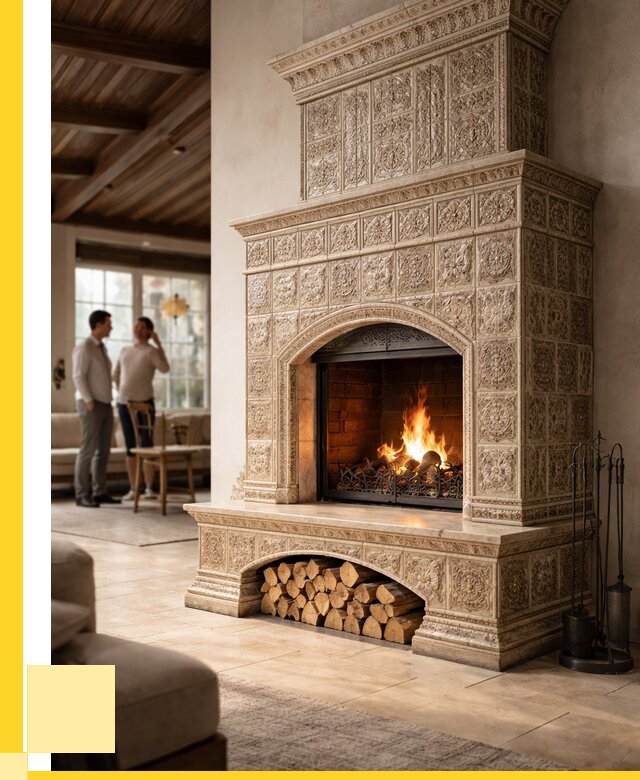 Купить изразцовый камин в Курске от 260600 р. | ЭриданКус