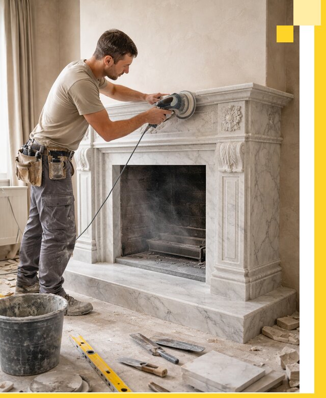 Изготовление и установка мраморных каминов в Курске под ключ