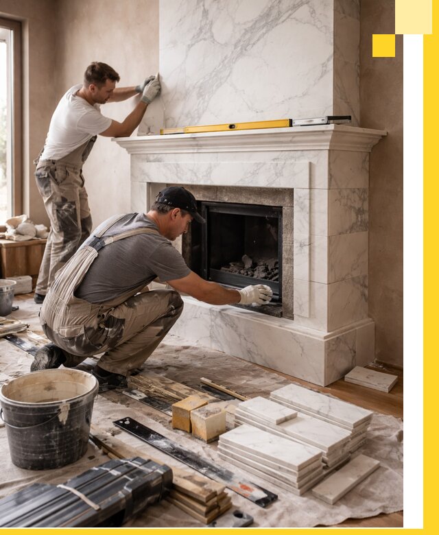 Отделка каминов в Курске качественные облицовочные работы