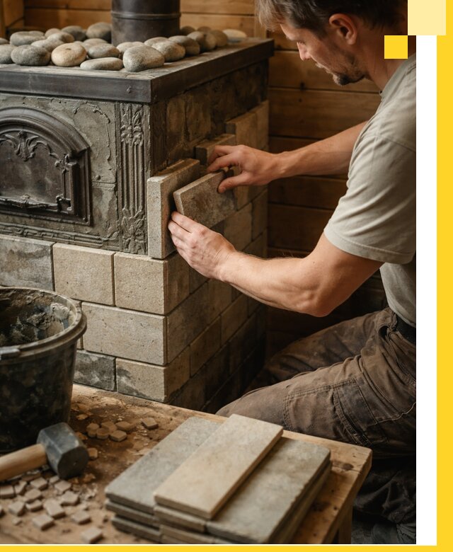 Облицовка банных печей в Курске профессиональная отделка