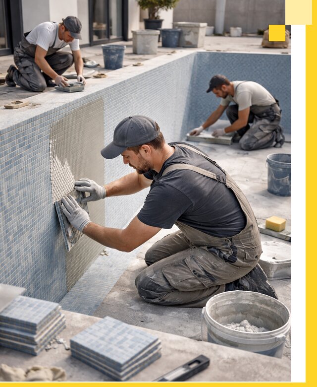 Облицовка бассейнов в Курске плитка мозаика гидроизоляция