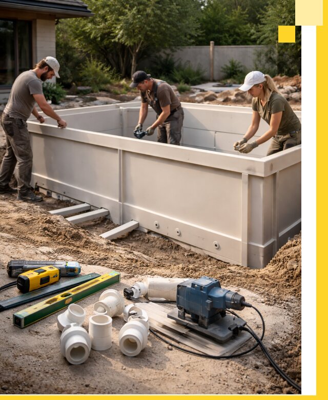 Установка полипропиленовых бассейнов под ключ в Курске