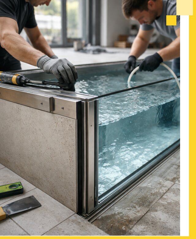 Проектирование и монтаж стеклянных бассейнов в Курске