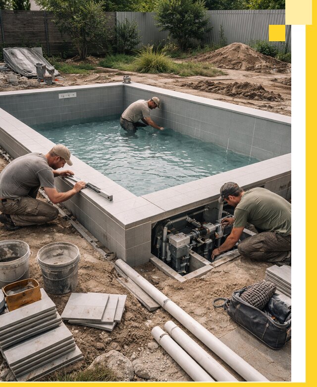 Строительство и монтаж бассейнов для дачи под ключ в Курске