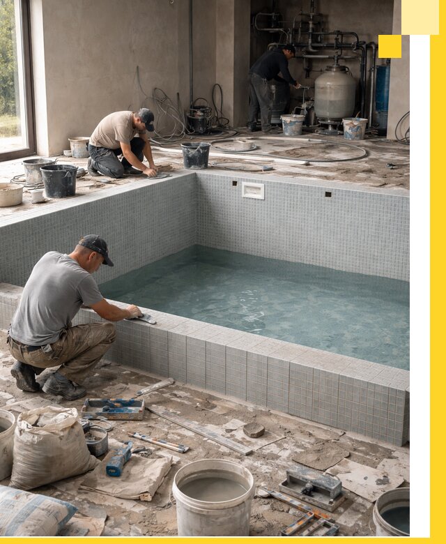 Строительство и монтаж бассейнов в помещении в Курске