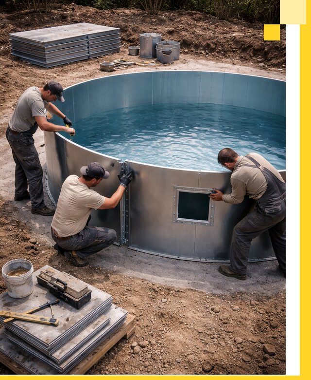 Круглые бассейны под ключ в Курске проектирование и монтаж