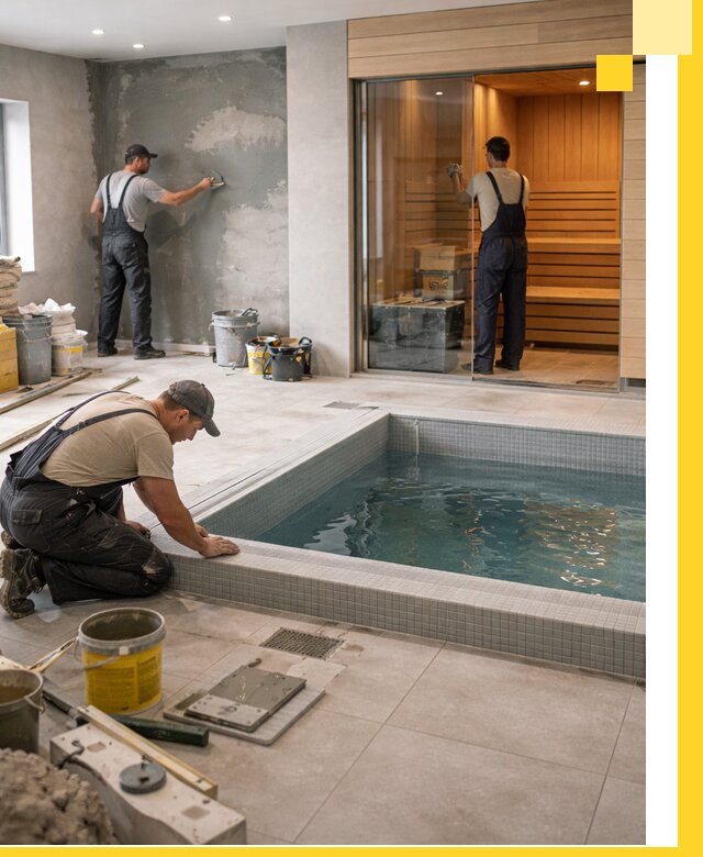 Проектирование и строительство сауны с бассейном в Курске