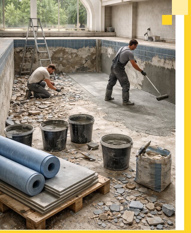 Реконструкция бассейнов в Курске: ремонт, гидроизоляция