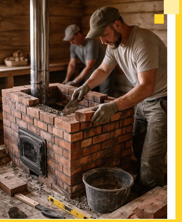 Кирпичные печи для бани под ключ в Курске, проект и монтаж