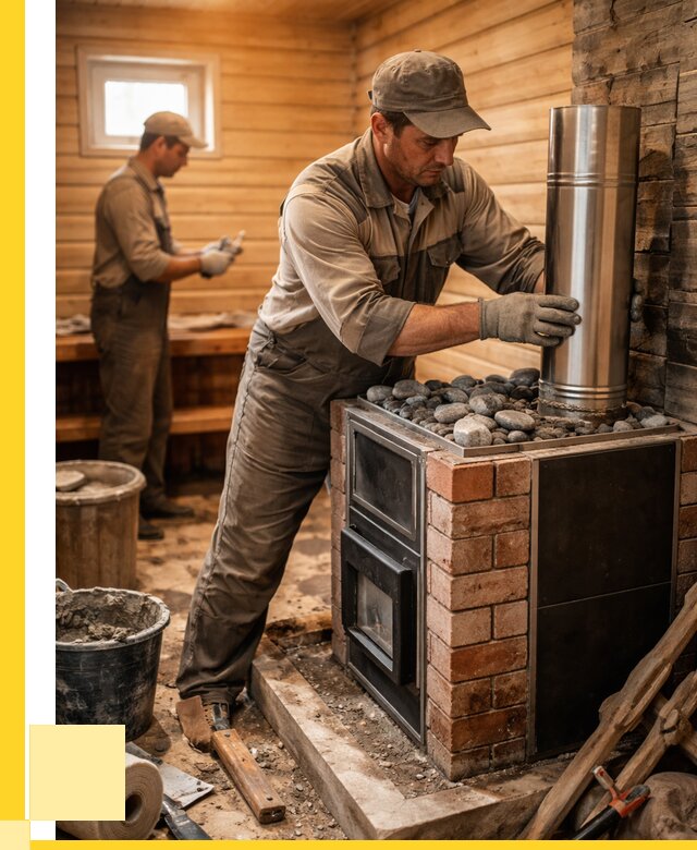 Монтаж печи в бане под ключ в Курске от 20848 р. | ЭриданКус