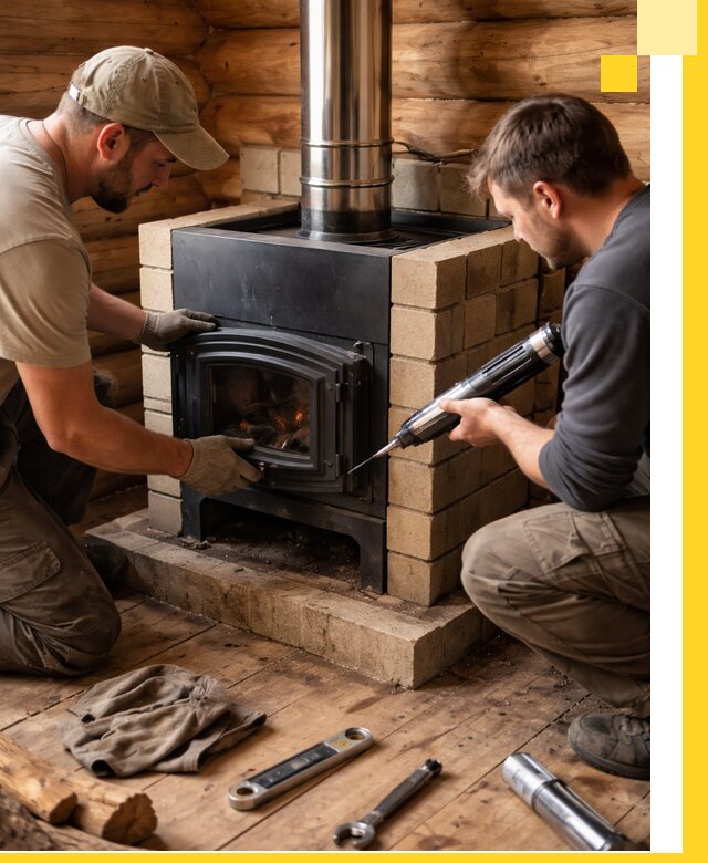 Монтаж и установка печи в бане под ключ с гарантией в Курске