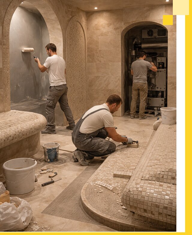 Строительство бани с хамамом и бассейном под ключ в Курске