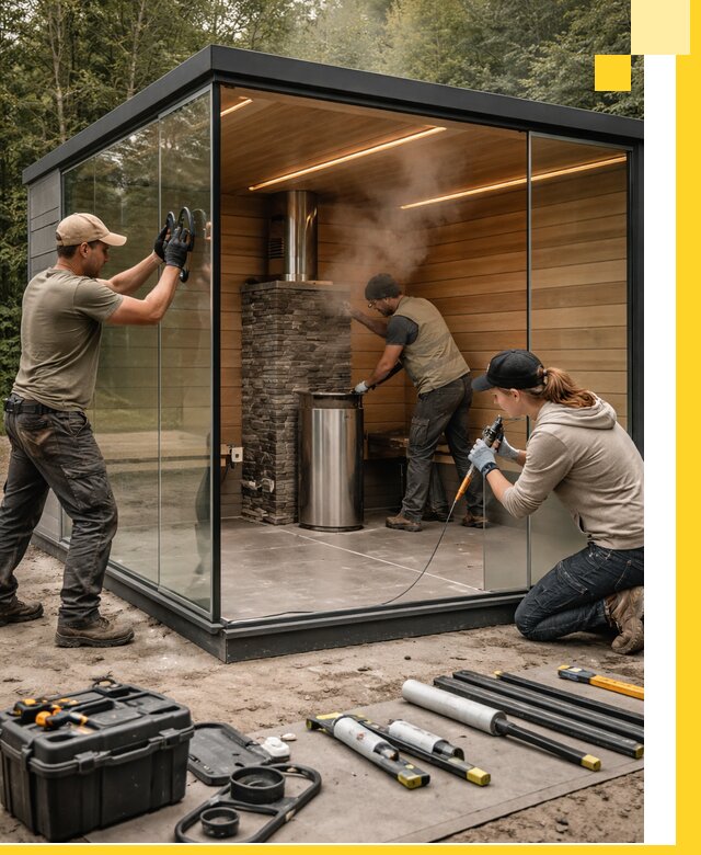 Проектирование и строительство стеклянных бань в Курске