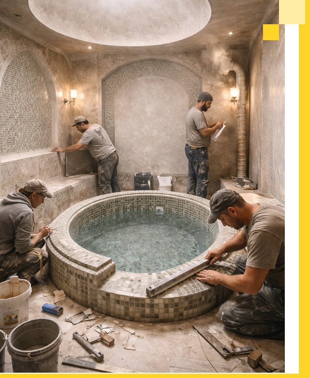 Профессиональное строительство хамама с бассейном в Курске под ключ