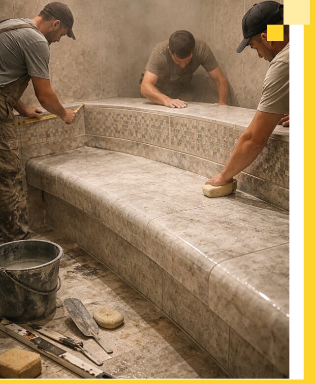 Изготовление и установка сидений для хамама в Курске